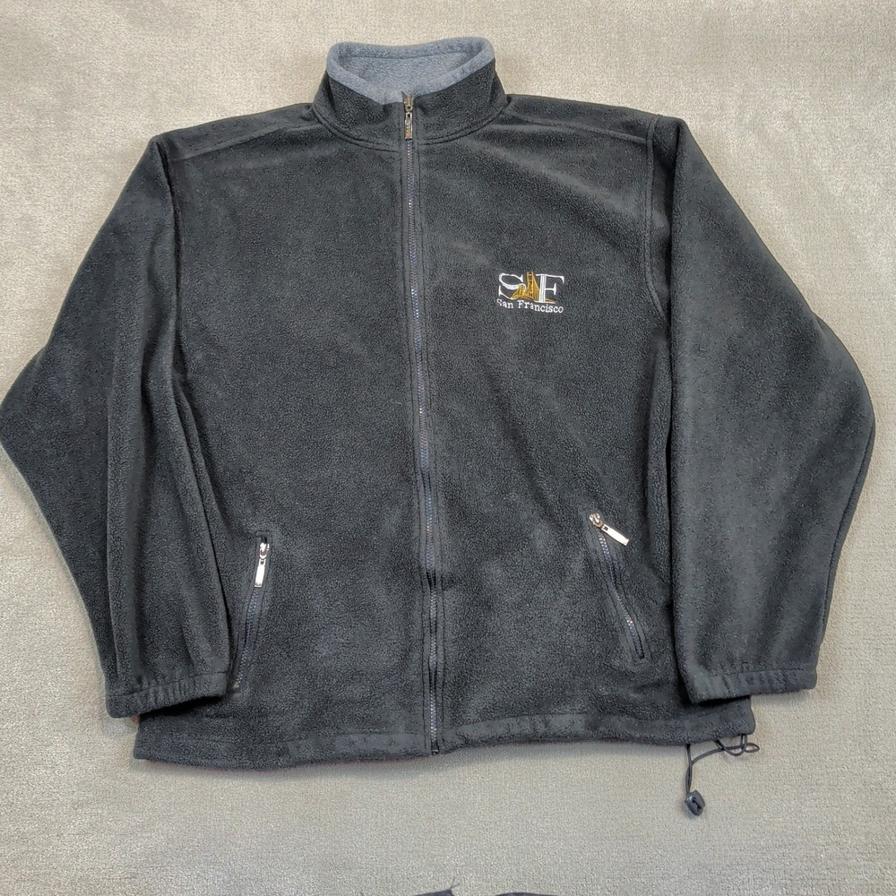 GOGO Sports Inc Fleece Jacket Womens XL Black San Francisco Souvenir Full Zip